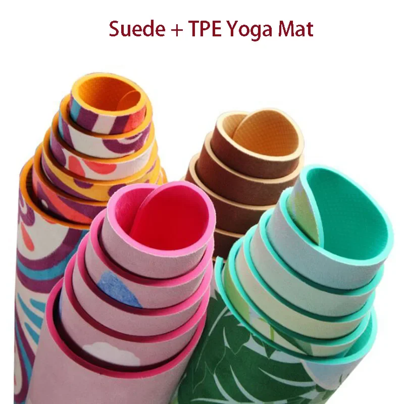 Suede and TPE yoga mats in vibrant colors, offering comfort and grip for every yoga level.